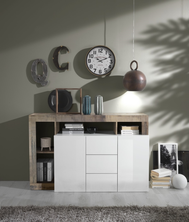 Komoda LENOR bijela/smeđa