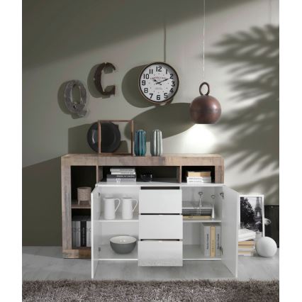 Komoda LENOR bijela/smeđa