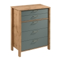 Komoda MENTA 90x108x47 cm hrast Wotan/zelena