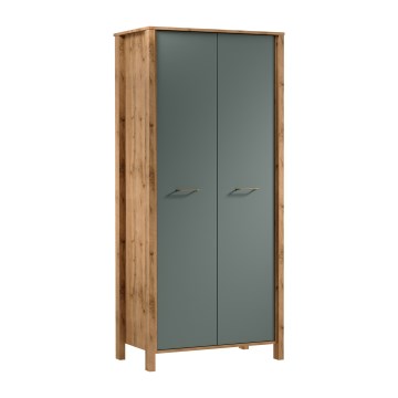 Komoda MENTA 90x200x53 cm, hrast wotan/zelena