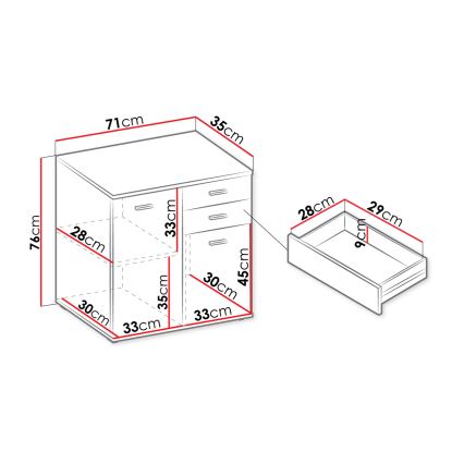 Komoda MIKE 76x71 cm bijela