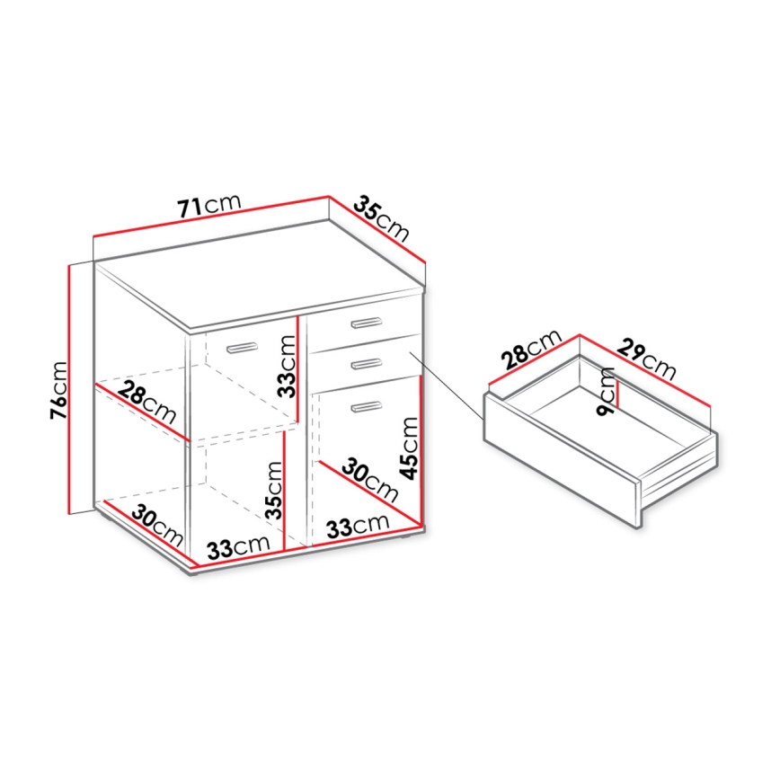 Komoda MIKE 76x71 cm bijela