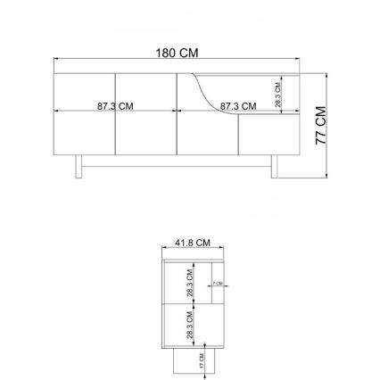 Komoda ORBIS 180x40 cm krem/bež