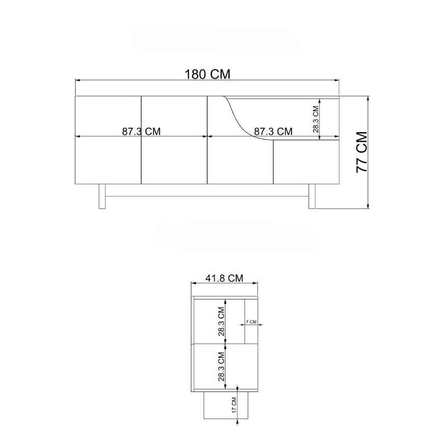 Komoda ORBIS 180x40 cm krem/bež