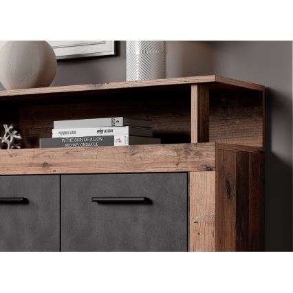 Komoda RUNA 190x96x32 cm tamno smeđa/antracit