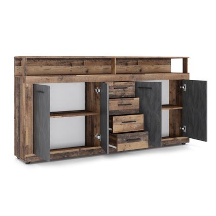 Komoda RUNA 190x96x32 cm tamno smeđa/antracit