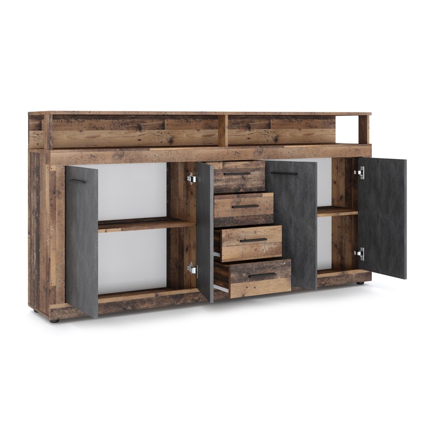 Komoda RUNA 190x96x32 cm tamno smeđa/antracit