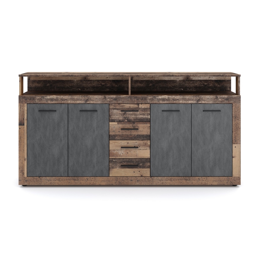 Komoda RUNA 190x96x32 cm tamno smeđa/antracit