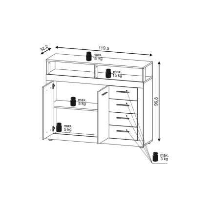 Komoda RUNA tamno smeđa/antracit