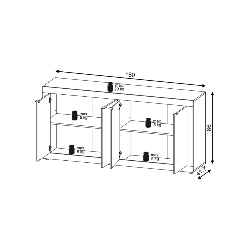 Komoda RUNEA svijetlo smeđa/antracit