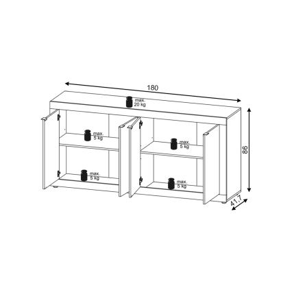 Komoda RUNEA svijetlosmeđa/antracit