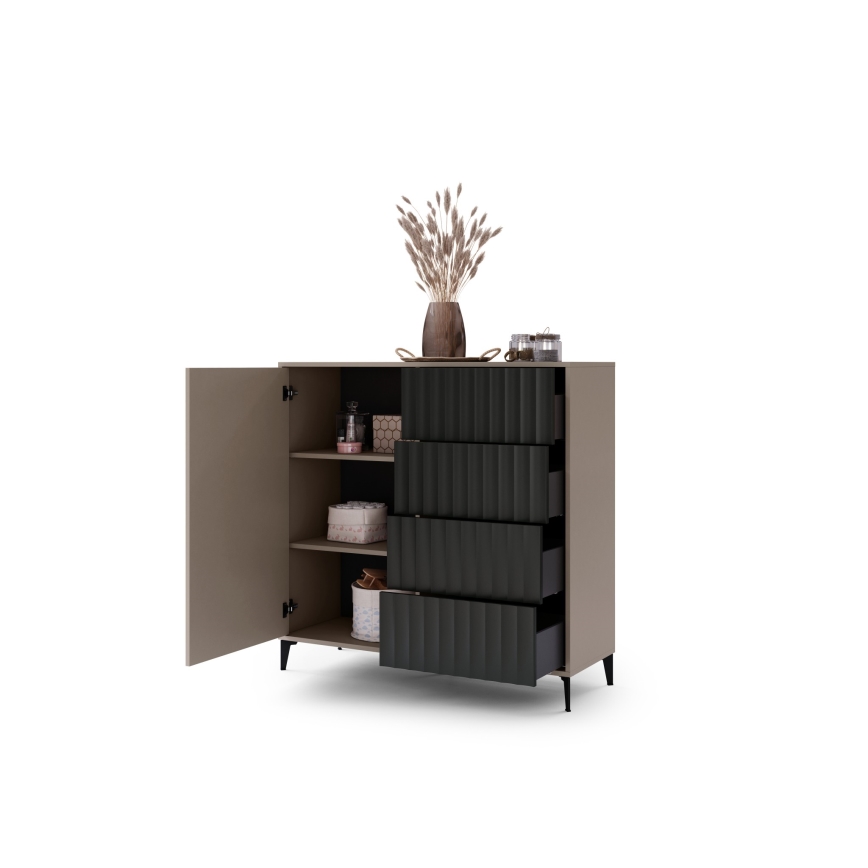 Komoda s ladicama RONJA taupe/crna