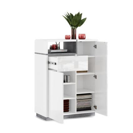 Komoda s ladicom FRED bijela/siva