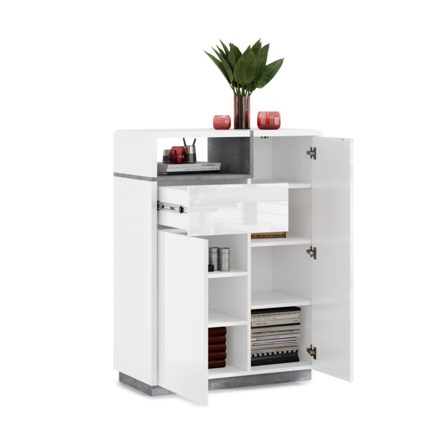 Komoda s ladicom FRED bijela/siva