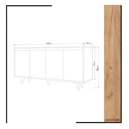 Komoda SHANS 86x140 cm smeđa/bijela