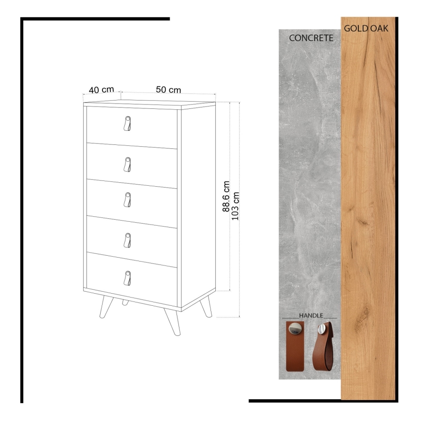 Komoda SPANZE 103x50 cm smeđa/siva