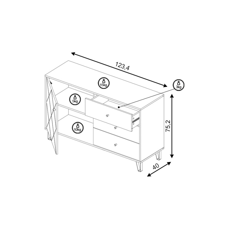 Komoda SULA hrast artisan/bijela