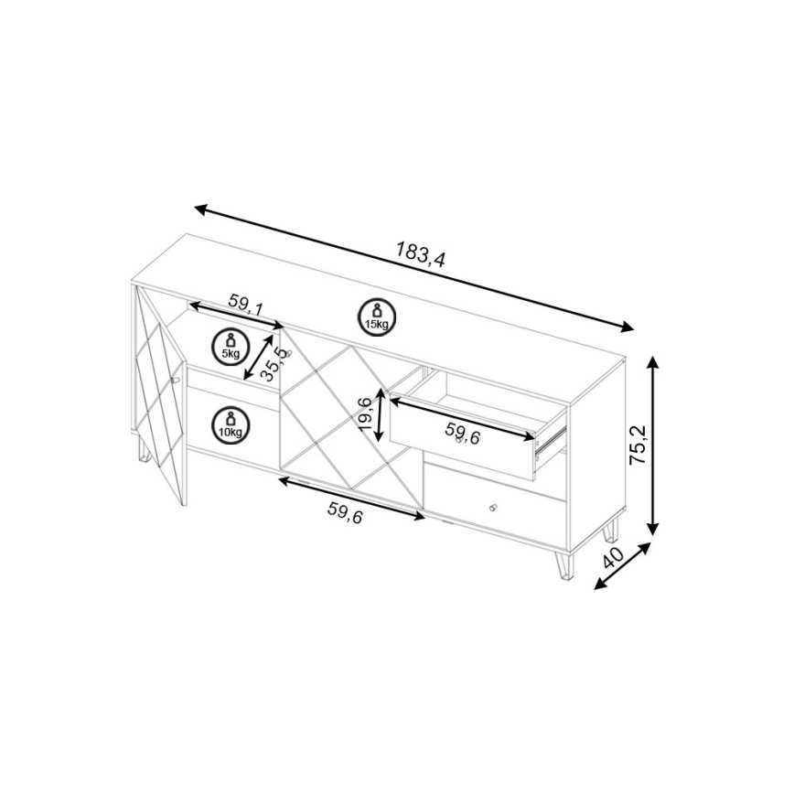 Komoda SULA hrast artisan/bijela