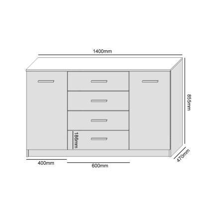 Komoda TAYLER crna/hrast craft