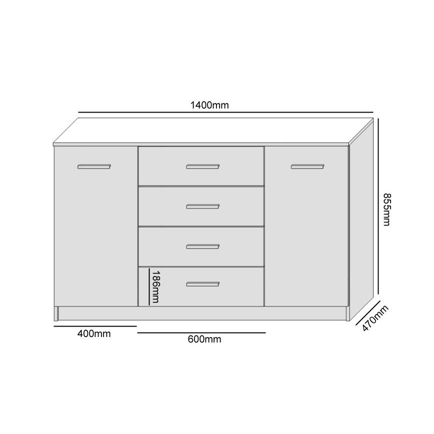 Komoda TAYLER crna/hrast craft