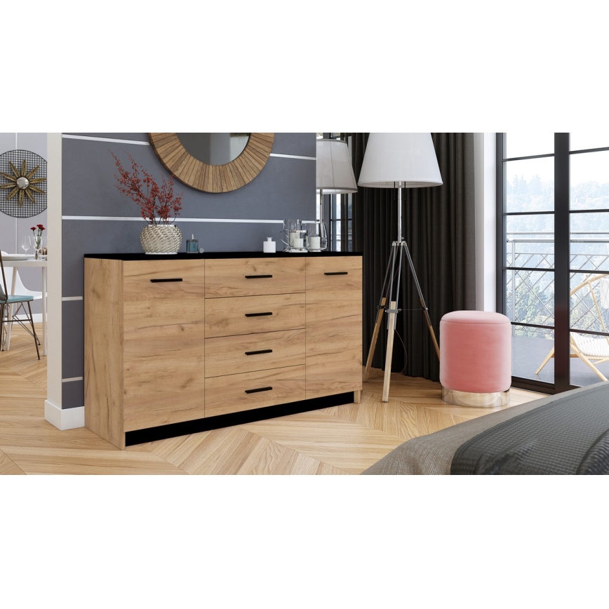 Komoda TAYLER hrast craft/crna