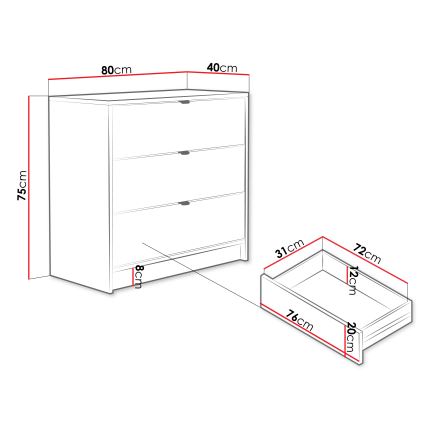 Komoda TIRENO 75x80 cm bež