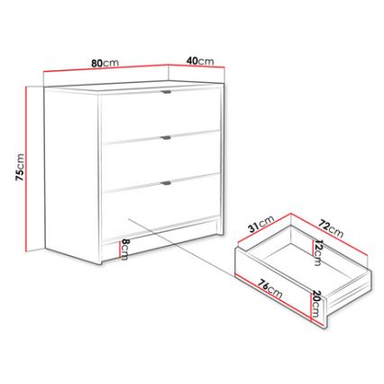Komoda TIRENO 75x80 cm crna