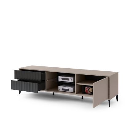 Komoda za TV s utičnicama RONJA taupe/crna