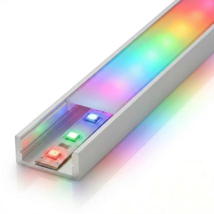 KOMPLET 1x LED RGBW traka s prigušivanjem DIGITAL LED/9,6W/230V 3 m + 3x ugradbeni profil 1 m srebrna/bijela + daljinski upravljač
