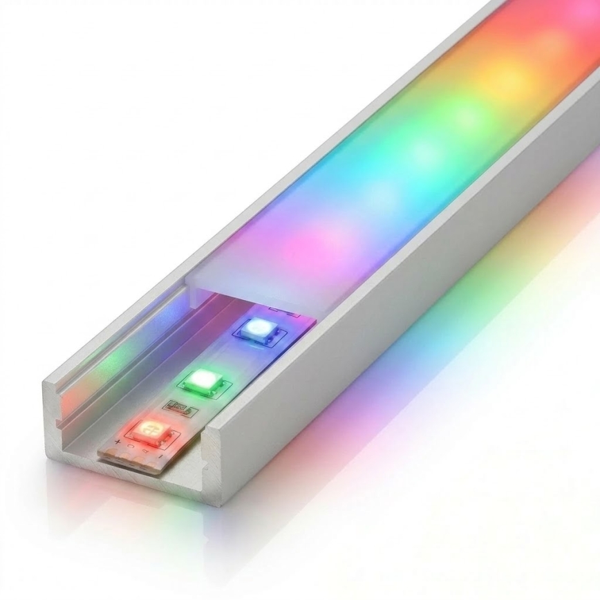 KOMPLET 1x LED RGBW traka s prigušivanjem DIGITAL LED/9,6W/230V 3 m + 3x ugradbeni profil 1 m srebrna/bijela + daljinski upravljač
