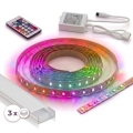 KOMPLET 1x LED RGBW traka s prigušivanjem DIGITAL LED/9,6W/230V 3 m + 3x ugradbeni profil 1 m srebrna/bijela + daljinski upravljač