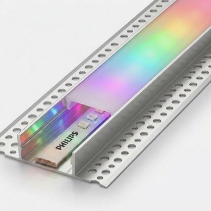 KOMPLET 1x LED RGBW traka s prigušivanjem Philips Hue WHITE AND COLOR AMBIANCE LED/20W/230V 2 m + 2x ugradni profil 1 m srebrna/bijela