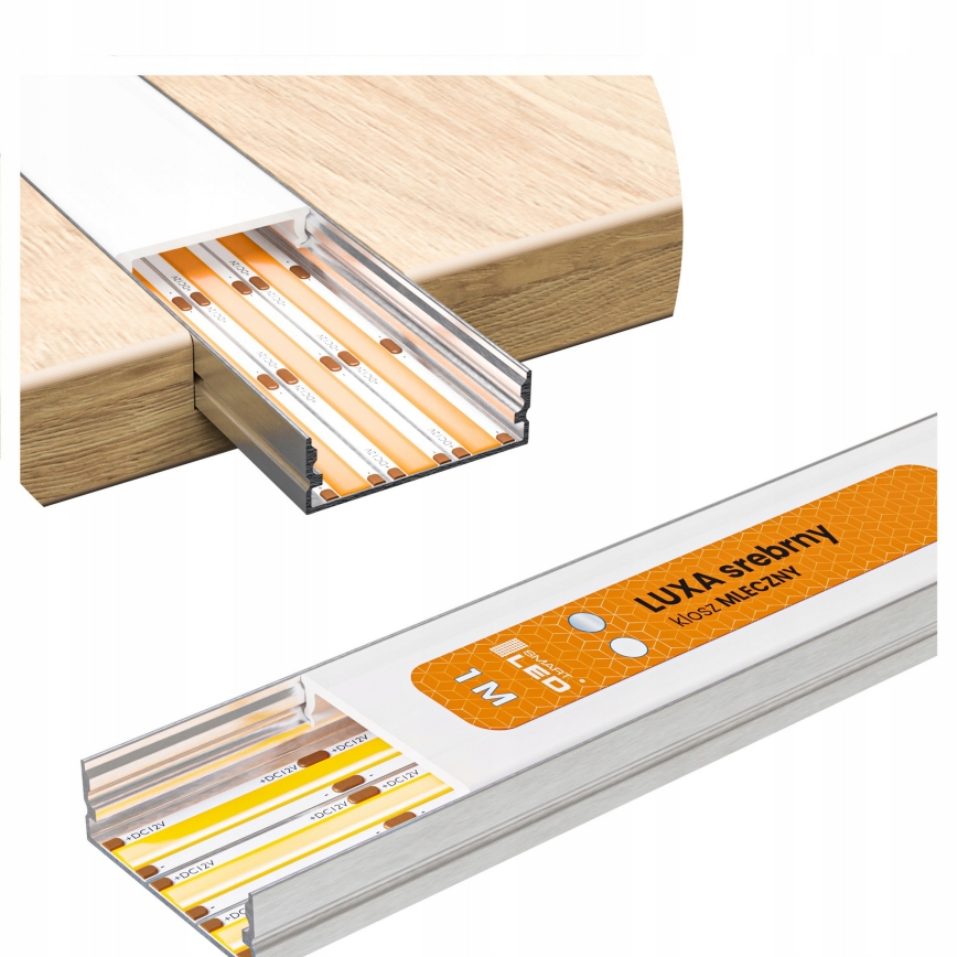 SET 1x LED RGBW traka s mogućnošću prigušivanja Philips Hue WHITE AND COLOR AMBIANCE LED/20W/230V 2 m + 2x ugradbeni profil 1 m srebrna/bijela