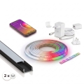 KOMPLET 1x RGBW LED traka s mogućnošću prigušivanja Philips Hue WHITE AND COLOR AMBIANCE LED/20W/230V 2 m + 2x ugradbeni profil 1 m crna/bijela
