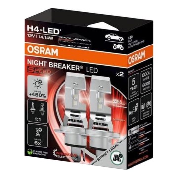 Komplet 2x automobilske LED žarulje NIGHT BREAKER SPEED H4 P43T/14W/12V 6000K - Osram