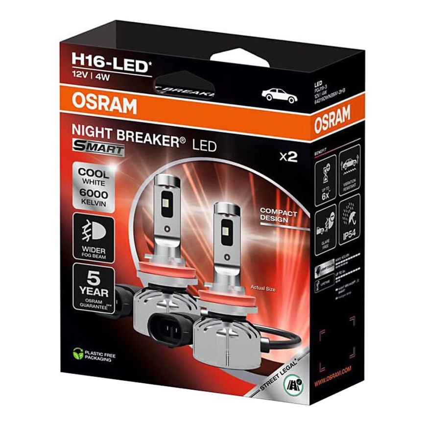 Komplet 2x LED automobilske žarulje NIGHT BREAKER SMART H16 PGJ19-3/4W/12V 6000K - Osram