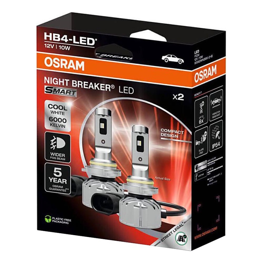 Komplet 2x LED autožarulja NIGHT BREAKER SMART HB4 P22d/10W/12V 6000K - Osram
