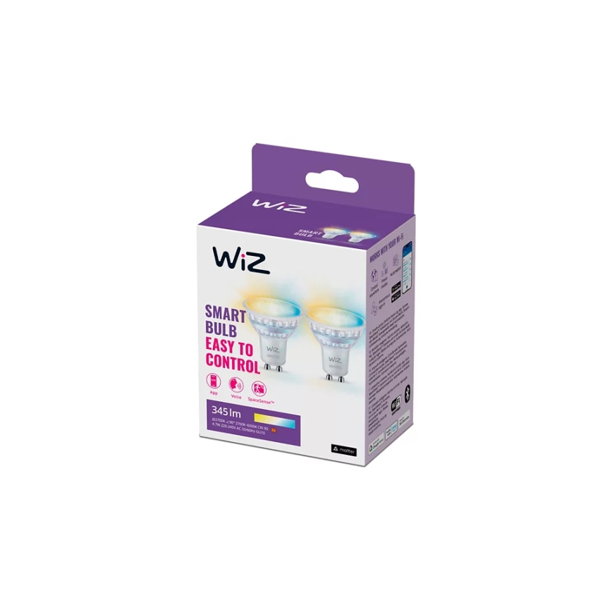 SET 2x LED prigušive žarulje s senzorom pokreta PAR16 GU10/4,7W/230V 2700-6500K CRI 90 Wi-Fi - WiZ