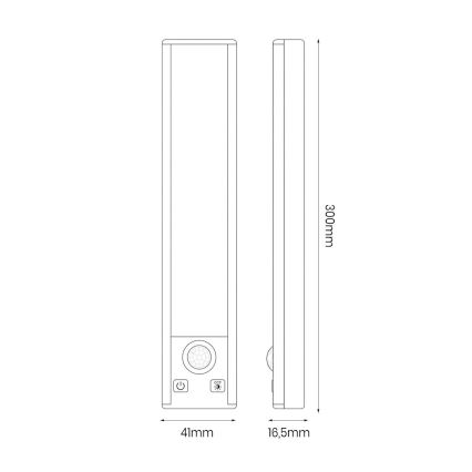 SET 2x Punjivo LED osvjetljenje za namještaj s senzorom pokreta i sumraka VIRO LED/1,2W/3,7V 800 mAh 3000/4000/6500K 30 cm bijela