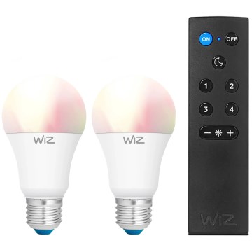 KOMPLET 2x LED RGBW žarulja A60 s mogućnošću prigušivanja E27/9W/230V 2200-6500K Wi-Fi + daljinski upravljač - WiZ