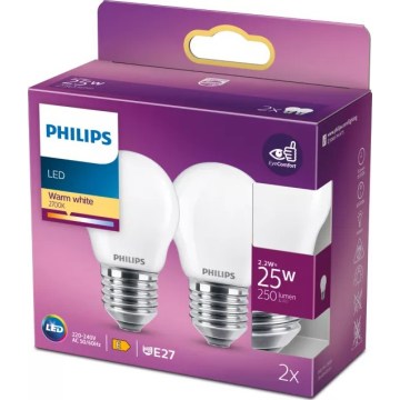 Komplet 2x LED žarulja Philips P45 E27/2,2W/230V 2700K