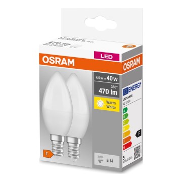 Komplet 2x LED žarulje B38 E14/4,9W/230V 2700K - Osram