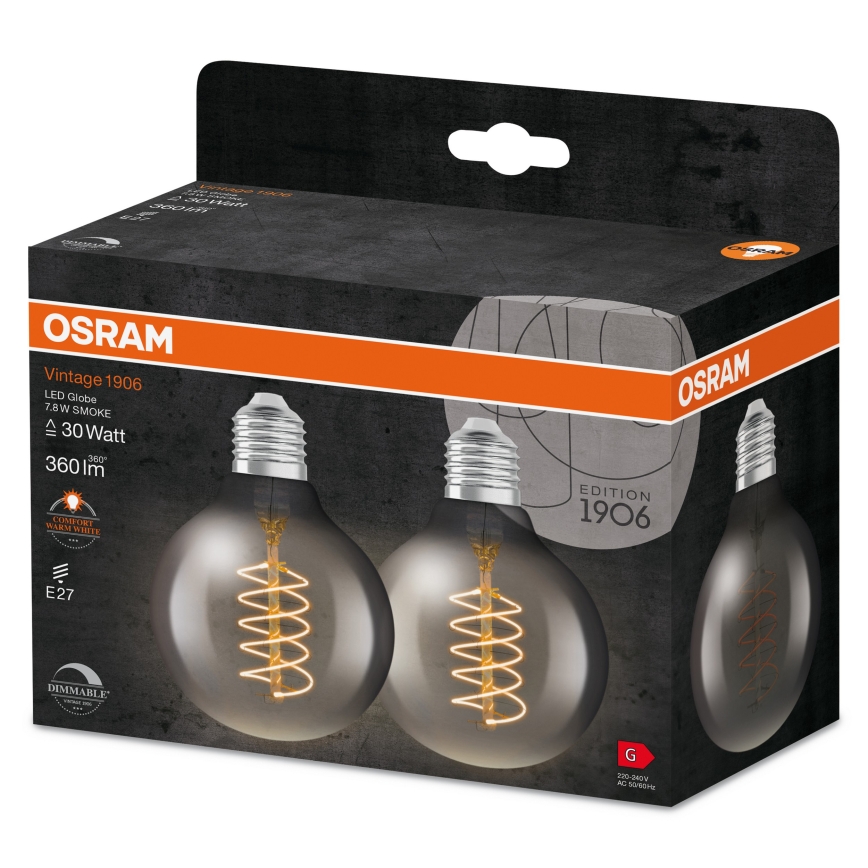 KOMPLET 2x LED žarulje s mogućnošću prigušivanja VINTAGE FILAMENT E27/7,8W/230V 1800K - Osram