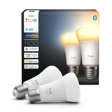 KOMPLET 2x prigušiva LED žarulja Philips Hue WHITE AMBIANCE E27/8,1W/230V 1000-20000K