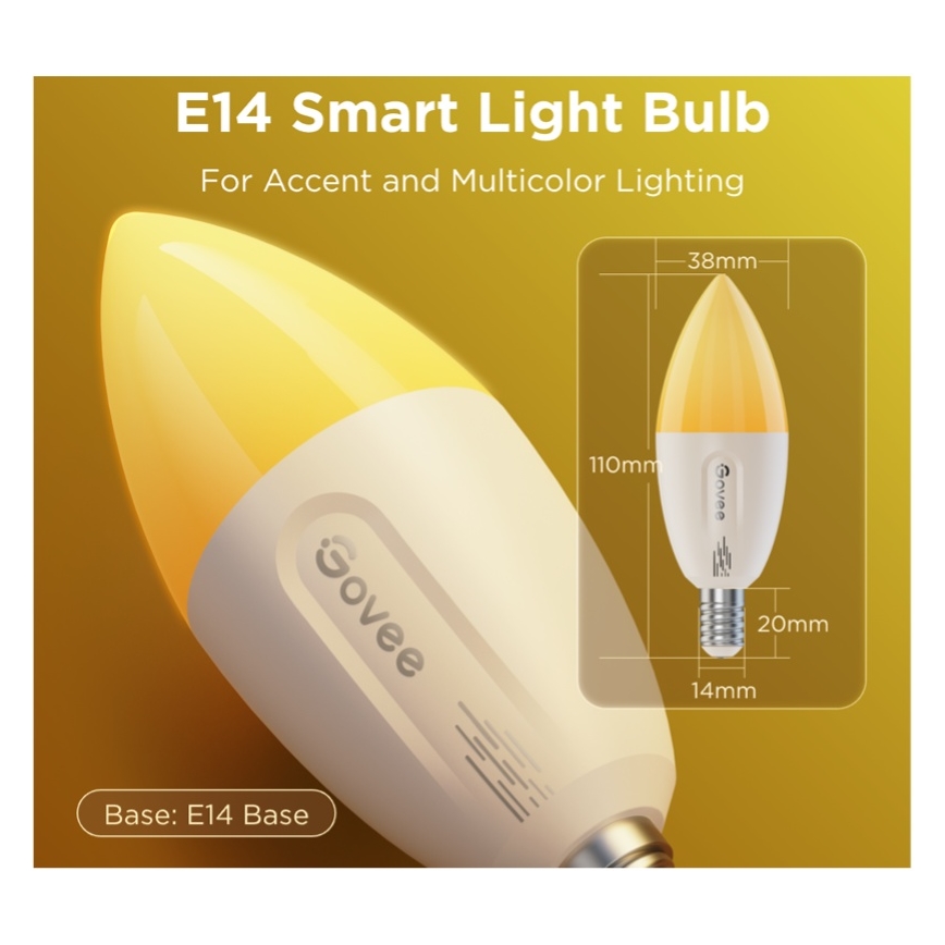 SET 2x LED RGBWW prigušivačka žarulja MATTER E14/5W/230V 2700-6500K Wi-Fi - Govee