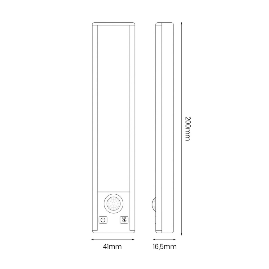 SET 2x punjiva LED rasvjeta za namještaj sa senzorom pokreta i sumraka VIRO LED/1W/3,7V 800 mAh 3000/4000/6500K 20 cm crna