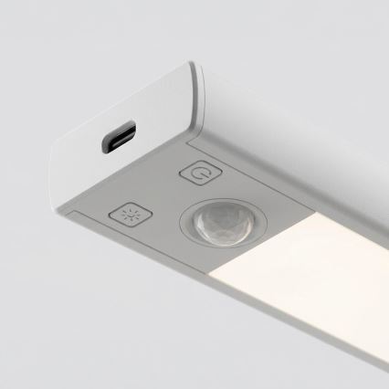 Komplet 2x punjiva LED rasvjeta za namještaj s senzorom pokreta i sumraka VIRO LED/1,2W/3,7V 800 mAh 3000/4000/6500K 30 cm bijela