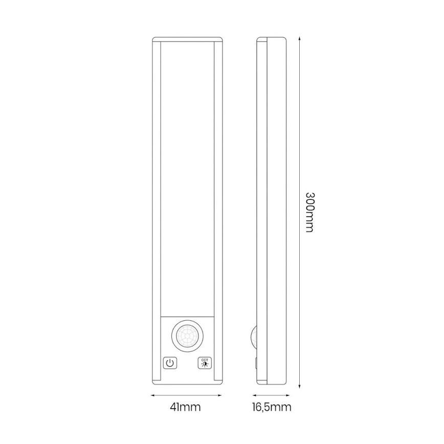 Komplet 2x punjiva LED rasvjeta za namještaj s senzorom pokreta i sumraka VIRO LED/1,2W/3,7V 800 mAh 3000/4000/6500K 30 cm bijela