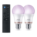 Komplet 2x RGB prigušiva LED žarulja Philips SMART A60 E27/8,5W/230V 2200-6500K + daljinski upravljač