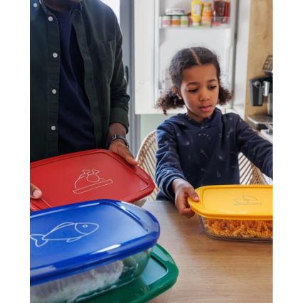 Komplet 2x staklenih posuda za hranu PYREX 1,2/2,5 l